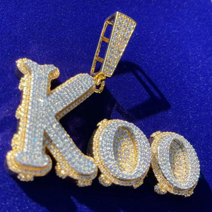 D'VINS JEWELS 14K Solid <b>Gold</b> Brilliant Cut Diamond Custom Letter Charm Pendant Hip Hop Style Unisex IGI Certified Everyday Wear - Product Image 5