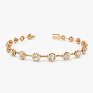 Pulsera de tenis vintage TISHYA DIAMOND para mujer, con diamantes simulados de corte redondo cultivados en laboratorio de 8 quilates, chapada en oro amarillo de 14 quilates - Product Image 6