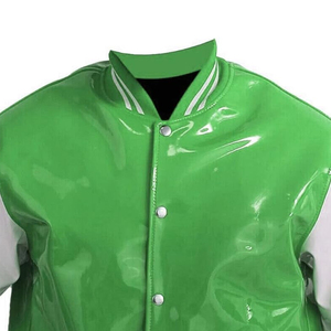 Chaqueta Varsity de Cuero PVC para Hombre, Estilo Retro Universitario de Béisbol, con Cuello Alto y Logotipo Frontal, Nueva Llegada 2026 - Product Image 5