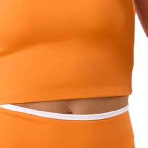 Womens <b>Orange</b> Contrast Trim Tank Top Slim Fit Stretch Fitness Activewear Gym Training Sleeveless Performance Apparel Wear - Product Image 6