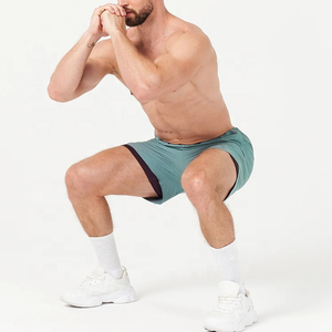 Shorts cargo bleus délavés brodés effet vieilli avec logo personnalisé, double épaisseur aux genoux, parfaits pour la randonnée, les voyages, les tenues décontractées d'été, légers - Product Image 6