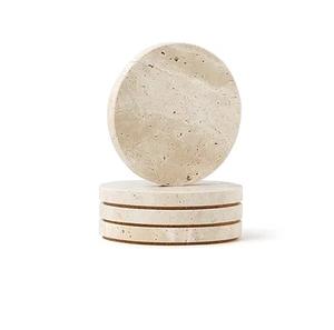 Sous-verres en marbre blanc pour boissons, ensemble de sous-verres en marbre naturel pour verres à boire, protection de table pour toutes les tables - Product Image 5