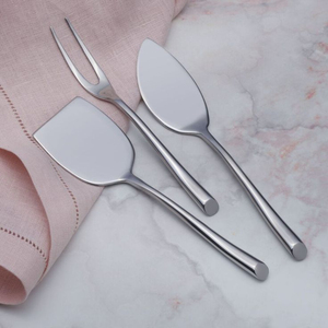 Ensemble de service moderne 3 pièces en acier inoxydable, couverts de luxe polis miroir pour buffet avec poignées ergonomiques, couverts en métal - Product Image 5
