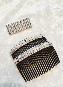 Peigne à cheveux vintage plaqué or, fait main, écologique, étanche, élégant, en alliage, avec mini pierres rouges et motif floral, pour mariée - Product Image 6