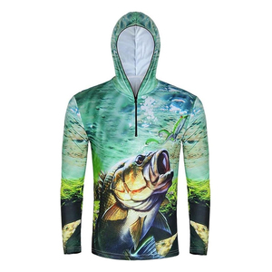 Unisex Hooded Printed Fishing Long Sleeve <b>Hoodie</b> with Mask 100% Polyester UPF 50 Windproof for Hiking <b>Running</b> Swimming - Product Image 1