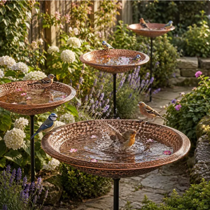 Bol à eau pour oiseaux en cuivre de qualité supérieure, décoration de jardin extérieure, style classique durable, mangeoire pour oiseaux toutes saisons - Product Image 1