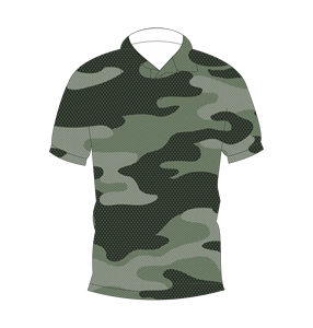 เสื้อโปโลลายพรางสีเทาเขียวสำหรับผู้ชาย แขนสั้น ลำลอง พิมพ์ลาย เสื้อยืดกอล์ฟ - Product Image 4