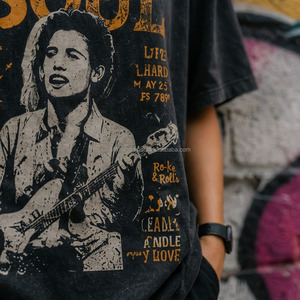 เสื้อยืดคอกลมโอเวอร์ไซส์พิมพ์ลายวินเทจสไตล์เรเบลโซลสำหรับผู้หญิง ทรงหลวม แขนสั้น ผ้าเจอร์ซีย์คอตตอน 100% - Product Image 6