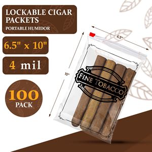 Bolsas de almacenamiento de cigarros de tabaco fino con estampado transparente 6,5X10 pulgadas 4 mil. Zip Seal Slider Top Poly Slider Pack 100-para Humidores - Product Image 2