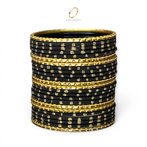 Pulseras de Moda para Niñas, Bañadas en Oro Negro con Cristales, de Acero Inoxidable, Estilo Indio, para Fiestas y Bodas - Product Image 2