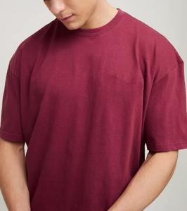 100% Cotton T-Shirts For Men Custom DTF Printed Logo Loose Fit Solid Maroon Color Breathable Men's T-Shirts - Product Image 2