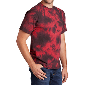 T-shirt à manches courtes pour homme, col rond, tie-dye rouge, coupe classique, style jersey tricoté décontracté - Product Image 6