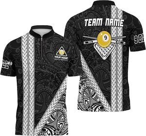 Maillot de sport personnalisé 8 Ball, demi-zip, uniforme de snooker et de billard - Product Image 3