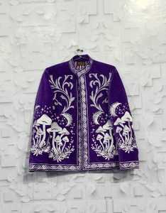Embroidered Velvet Suzani Bomber Jacket-Breathable <b>Quilted</b> Reversible Windproof <b>Winter</b>/Spring - Product Image 5