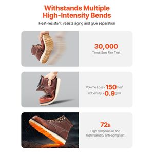 Stivali da lavoro da uomo con punta in acciaio impermeabile taglia 10 scarpe di sicurezza antiscivolo - Product Image 5