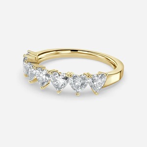 Bague de mariage à sept pierres en diamant de laboratoire en forme de cœur personnalisée 2CT, or jaune 14 carats, fabricant de bijoux fins OEM ODM - Product Image 3