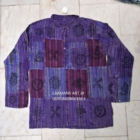 Kurta népalais de style bohème en coton indien, patchwork imprimé et dessiné à la main, LAXMANS KUR-048, vêtements unisexes indiens et pakistanais