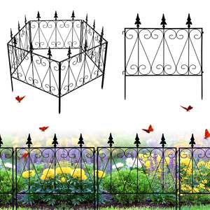 Clôture de jardin en métal PPL à 5 panneaux, 26 pouces de haut x 10 pieds de long, barrière décorative pour animaux, bordure pour fleurs, clôture de jardin, treillis - Product Image 1