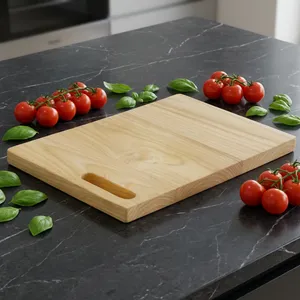 Planche à découper carrée en bois avec poignée en bois, écologique, épaisseur 2,0 cm, pour la cuisine - Product Image 1