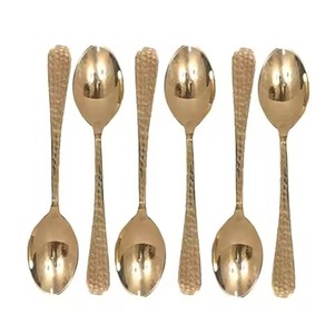 Cuchara de Té de Metal con Acabado Dorado, Cuchara de Café de Acero Inoxidable, Cuchara para Azúcar, Cuchara para Postre, Cuchara de Cocina con Acabado Liso - Product Image 1