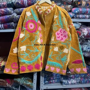 Indian Handmade Suzani Cotton <b>Jacket</b> Hand Embroidered <b>Short</b> <b>Jacket</b> Unisex Coat Handmade Suzani <b>Short</b> <b>Jacket</b> - Product Image 2