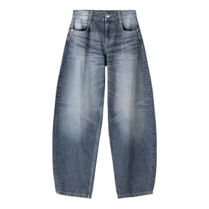 Jeans de Mezclilla de Cintura Alta y Pierna Ancha, Corte Holgado, Lavado a la Piedra, Pantalones Casuales de Algodón, Estilo Otoñal - Product Image 4