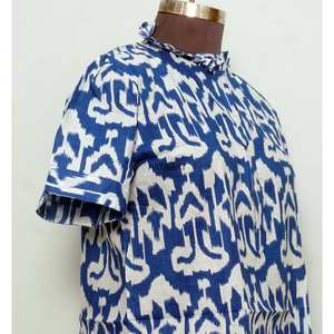 Elegante Vestido Camisero Vintage Coreano para Mujer, Cuello Redondo, Manga Abullonada, 100% Algodón Ecológico, Estampado Floral, Casual - Product Image 6