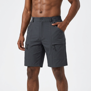 Pantalones Cortos Cargo de Color Sólido para Hombre, Cintura Media, Cierre de Botones, Secado Rápido, Estilo Bermuda con Múltiples Bolsillos, Ropa Casual - Product Image 5