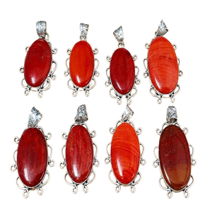 Pendentif Corail Rouge, Pendentifs en Agate Cristal Naturel, Pierre Précieuse Sculptée, Style Gravure Amour, Écologique, Vente en Gros - Product Image 4
