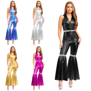 Womens 70s Disco Rompers Long <b>Pants</b> Jumpsuit For Jazz <b>Dance</b> Parties Performances Professional Ballroom Latin <b>Dance</b> Competition - Product Image 1