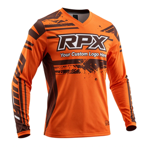 เสื้อเจอร์ซีย์มอเตอร์ครอสแขนยาวสำหรับผู้ชาย RPX สีส้มดำ พิมพ์ลายแบบ Sublimation แห้งเร็ว เสื้อแข่งสำหรับผู้ใหญ่ ทุกฤดูกาล - Product Image 2