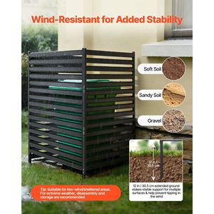 Divisorio Moderno Autoportante in Metallo da 96,5 cm L x 152,4 cm H con Pannello per la Privacy e Picchetti di Fissaggio a Terra, per Giardino e Interni - Product Image 3