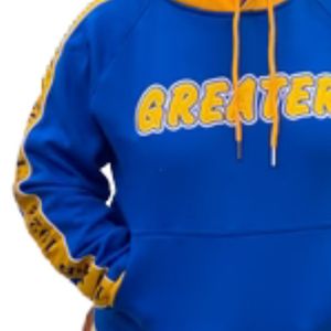 Sweat-shirt à capuche Sigma Gamma Rho Greater Tapered Hoodie SGRho bleu or, vêtements grecs de qualité supérieure, unisexe, pour sororité - Product Image 3