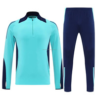 Chándal de Fútbol Unisex de Cuello Alto, Manga Larga, Ligero, Transpirable, de Poliéster, para Entrenamiento, con Nombre y Números del Equipo, Transferencia Térmica