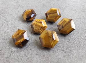 Pierre précieuse naturelle œil de tigre, forme hexagonale, taille facetée, calibrée, pour bijoux - Product Image 2