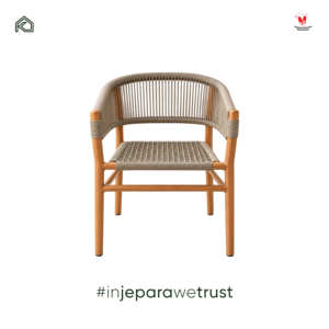 Fauteuil de salle à manger moderne en bois massif avec dossier incurvé et corde tressée, chaise en bois faite à la main pour restaurant, hôtel, villa, café, mobilier - Product Image 3