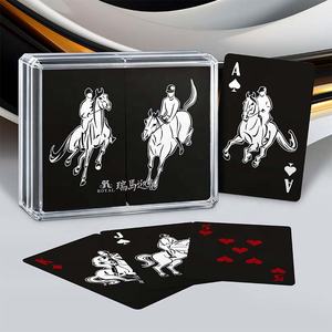 Cartas de Juego de Plástico Negro de Doble Baraja con Diseño de Caballo de Buena Suerte para Primavera - Uso Familiar, 54 Cartas - Product Image 2