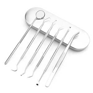 Juego de Herramientas Manuales de Limpieza Dental de Acero Inoxidable: Espejo Dental, Scaler, Cureta, Sonda y Pinzas, Certificado CE Clase I - Product Image 2