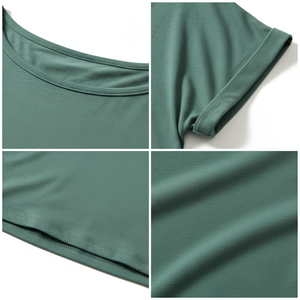 Women Breathable Crop <b>Top</b> Short Sleeve Loose Fit Lightweight Casual T Shirt Summer Beach Travel Wear OEM - Product Image 5