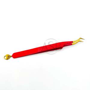 Pinzas para extensión de pestañas tipo Z rusas con diseño de corazón y llave, logotipo personalizado impreso, herramienta de belleza de acero inoxidable. - Product Image 4