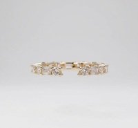 Anillo de boda abierto personalizado de oro de 14K con diamantes CVD HPHT de 1.22 ctw cultivados en laboratorio, anillo de boda abierto para mujer, anillo apilable tipo brazalete
