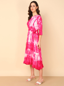 Robe évasée trapèze en rayonne tie & dye pour femme, séchage rapide, idéale pour l'été, les fêtes, le style de vie moderne et le quotidien – Meilleur prix fournisseur - Product Image 6