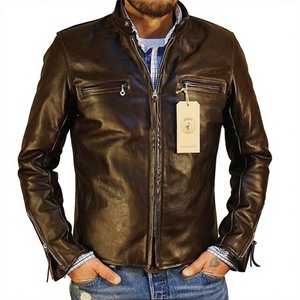 Chaqueta impermeable de viaje para hombre y mujer, chaqueta de cuero genuino a la moda, chaquetas ecológicas de Color marrón oscuro para jinetes - Product Image 2