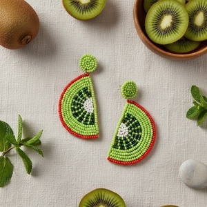 Pendientes de Perlas de Kiwi de Calidad de Exportación, Perfectos para Vacaciones de Verano y Colecciones de Boutique, Ideales para la Moda de Playa y Resorts - Product Image 1