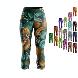 Leggings de yoga compressifs personnalisés à faible MOQ, OEM/ODM, vente en gros, imprimés, extensibles dans les 4 sens, pour la gym, le fitness et l'entraînement, effet push-up - Product Image 1