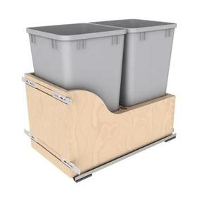 Kitchen Storage Wooden Pull Out Trash Can Frame Cabinet Organizer Sliding Waste <b>Bin</b> Holder for Clean and Modern Kitchens - Product Image 1