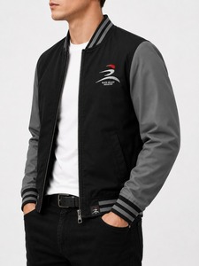 Chaqueta Varsity de Béisbol con Capucha para Hombre, Diseño Personalizado OEM, Dos Tonos, Estilo Urbano, Hip Hop, Lona Impermeable y Resistente al Viento con Forro de Lana - Product Image 3