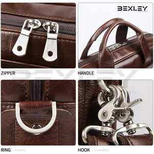 Maletín de Cuero Genuino Marrón para Hombre, Bolso de Hombro para Negocios con Asa, Logotipo Personalizado, Bolsos de Viaje para Portátil - Product Image 5