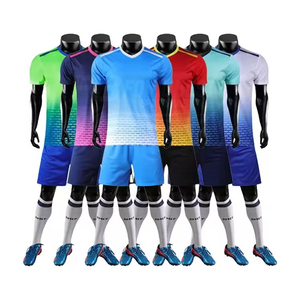 Conjunto de Camiseta de Fútbol con Cuello en V para Hombre, Color Degradado, Sublimada, Poliéster, Manga Corta, Transpirable, para Todas las Temporadas, Corte Regular - Product Image 2