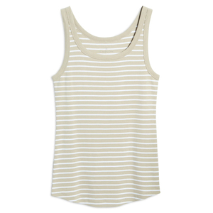 Camiseta sin mangas beige con rayas blancas para mujer 2026, ajuste ceñido, estilo casual, ideal para verano, yoga y uso diario - Product Image 2